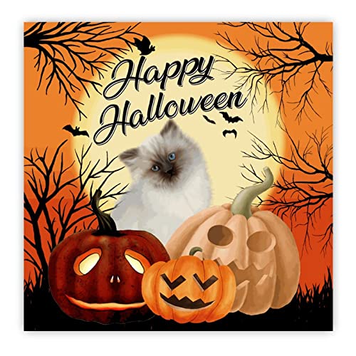 Panneau mural bois Halloween chat et citrouille décoration ferme 30cm