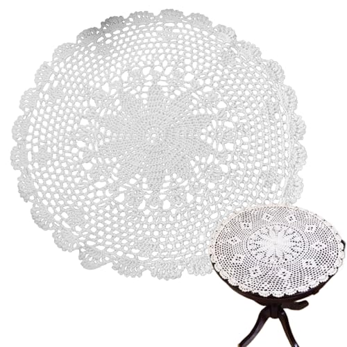 Esterilla de Mesa de Encaje Hecho a Mano para Ganchillo, tapete de Mesa Circular de Ganchillo para el área de Trabajo, Mesa de Comedor, Mesa de Ordenador, hogar, Mesa de café, Cocina