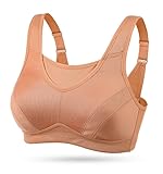 Wingslove Damen Starker Halt Sport BH Große Brüste Ohne Bügel Breite Träger Bustier Lauf Joggen Bra (Orange 110B)