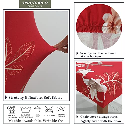 Springrico Chair Covers For Dining Room 6 Pack, Stretch Dining Chair Cover, Washable Spandex Kitchen Parsons Chair Slipcovers, Removable Seat Protector For Home Or Party (Set Of 6, In Bloom2) #TOP4