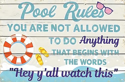 Pool Rules v2 Funny Sign Weatherproof Aluminum 8