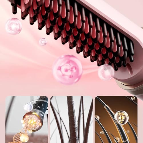 Cepillo alisador para mujer sin daño al cabello, alisador de cabello inalámbrico con calentamiento rápido, rizador recargable con temperatura ajustable. miniatura 6