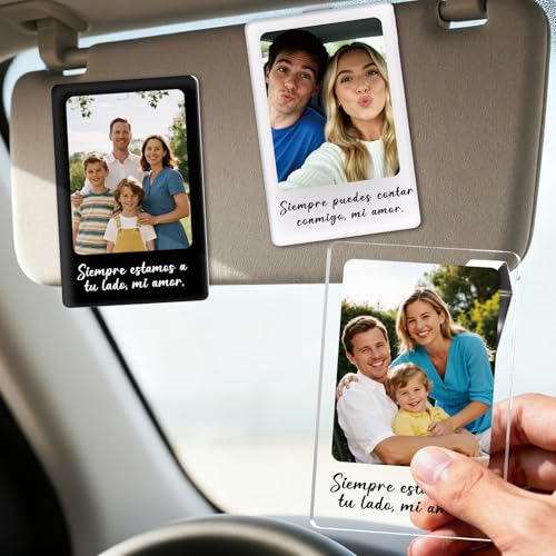 Imagen de Bemaystar Regalo para el Día del Padre Clip de Visera de Coche Personalizado con Foto Accesorio con Marco Fotográfico