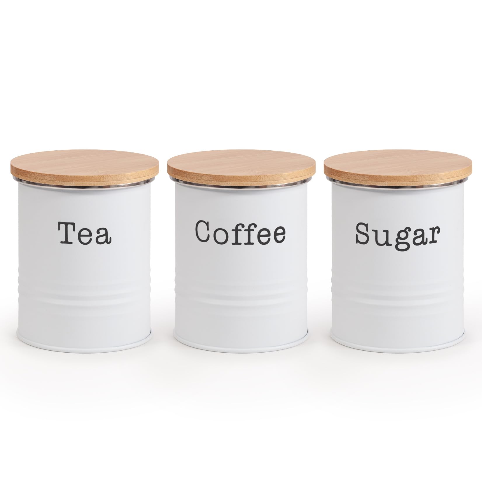 Ehc Tea, Coffee, Sugar Canister Set - White Tea Sugar Coffee Canisters, Set Of 3 Tea Sugar Coffee Containers Set, Storage Jars With Lids Airtight White