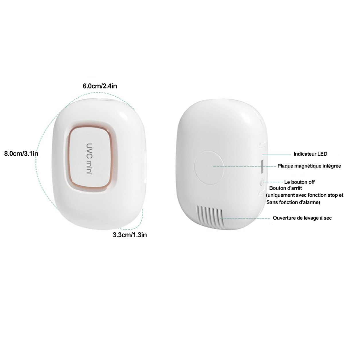 JOYWOOD Intelligente Induzione UV-C Spazzolino Da Denti Portatile Disinfettatore UV, Ricarica USB, Asciugatura + Parete Magnetica Adsorbzione + LED, Adatto a Tutti gli Spazzolini Da Denti（bianco）