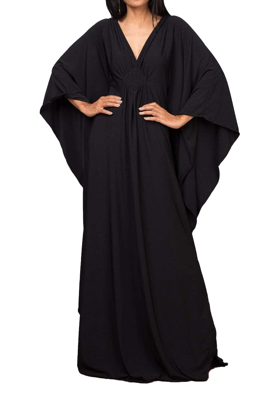 JFAN Caftan Vestido de Playa Mujer Largo Kaftan Vestidos Scollo a V Talla Grande Kimono de Verano Maxi Pareo para Mujer