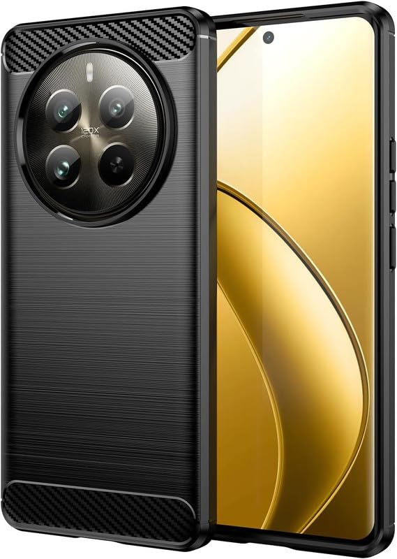 Image of NPRC Hybrid Ultra Slim Protective Case TPU Non-Slip Carbon Fiber Texture Shockproof Case Cover for Realme 12 Pro Plus - Black