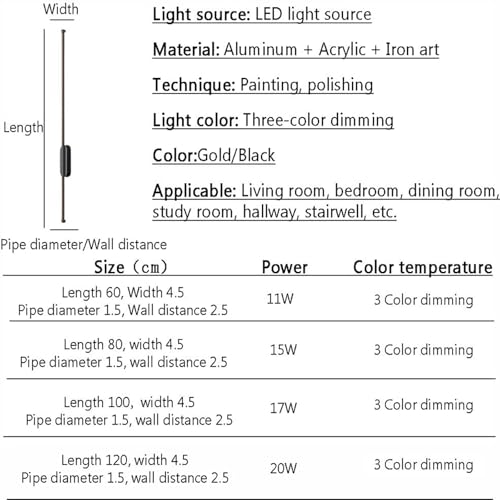 Lámpara de pared LED recargable interior con mando a distancia regulable de 80cm 2