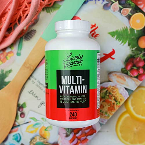Lively Vitamin Co. Multivitamin - 37 Vitamins Minerals And Extracts - Energy - Memory - Immune Function - Heart- Brain - Focus - Mood - Antioxidants - Dairy Gluten Soy Free - 240 Vegetarian Capsules #TOP4