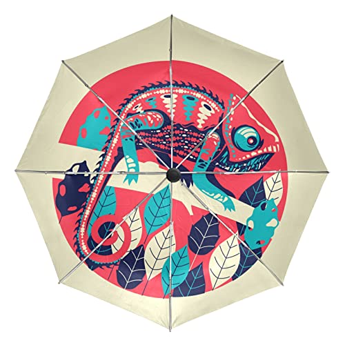 Parapluie Automatique Pliant Coupe-Vent Protection UV Lézard