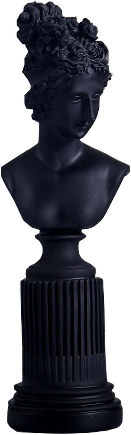 mozhixue Venus Girl Resin Greek Home Decoration Sculpture Home Decoration, European Style Retro And Ancient Ancient Venus Goddess Head Resin Craft Statue Home Desktop Decoration,Black
