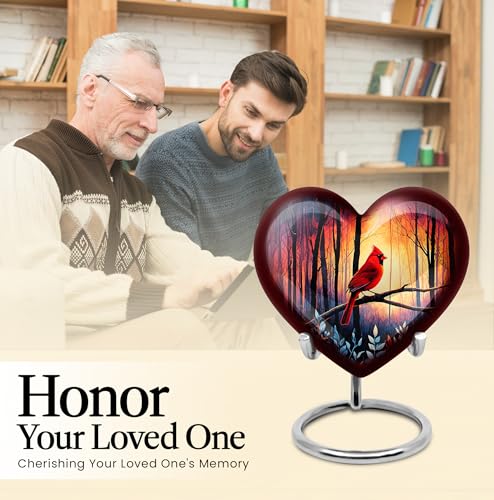 Image of Cardinal Bird Urn for Human Ashes Adult Male & Female 1 Large & 4 Small | Small Cremation Urns, Unique for Ash, Burial Urns