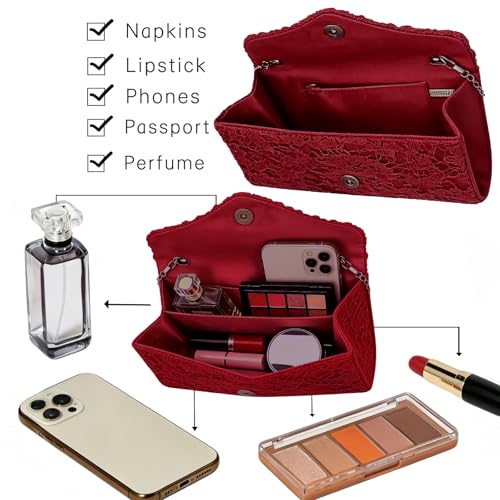 Image of 2026 Lace Embroidered Clutch Dressy Purse Envelope Evening Bag