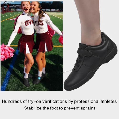 Image of Cheer Shoes for Youth Girls White Cheerleading Athletic Dance Shoes Tennis Sneakers for Competition Sport Training