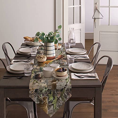 Cotton Linen Table Runner Camo Rustic Deer Elk Bird Bear Non-Slip Burlap Tablecloth For Holiday Dinner Parties Wedding Home Decor 13" X 36" #TOP1