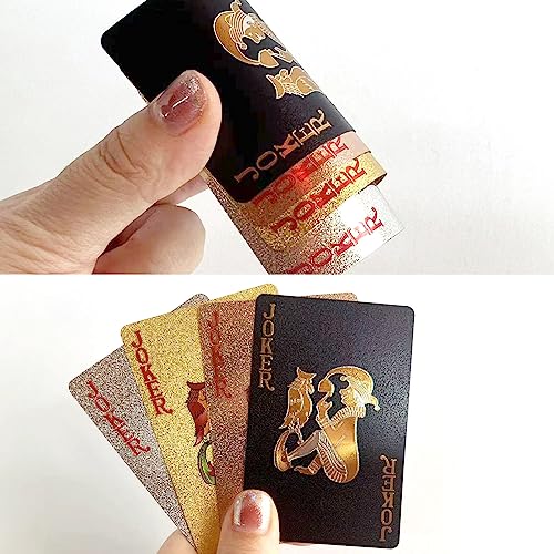 4 Decks Wasserdichte Spielkarten Gold Silber Kunststoff Poker Karten Spielkarten Themed Standard Spielkartenspiele für Erwachsene Familienspiel Party Show Festival – Bild 5