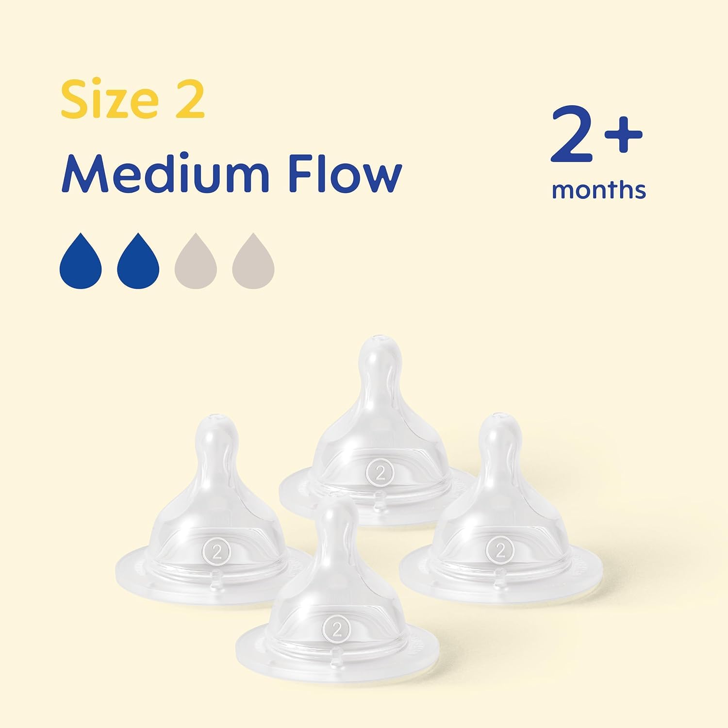 MAM Teats Size 2 | 4 Pack | Medium Flow | Fits All MAM Bottles | Suitable from 2+ Months | Made from SkinSoft Silicone | Baby Accessories for Newborn - 2