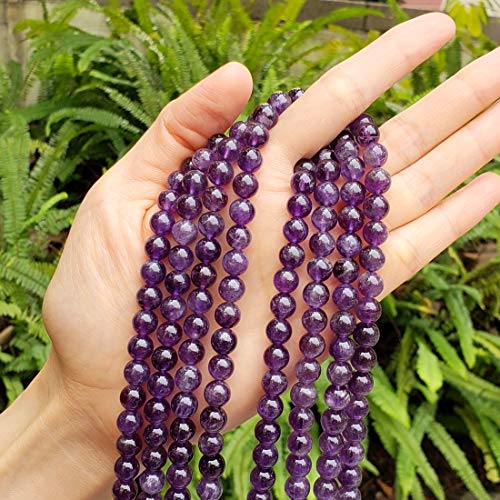 1 Strand Adabele Natural Purple Amethyst Crystal Healing Gemstone 6mm Round Loose Beads Gem Stone Spacer (58-62pcs) for Craft Jewelry Making GY19-6 - Thumbnail 5