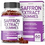 Saffron Gummies - Premium Saffron Supplement - Sugar Free Gummy - Saffron Extract 88.5mg Equivalent Extract - 5 in 1 Advanced Formula - Delicious Raspberry Flavor - Non GMO - Vegan - (60 Gummies)