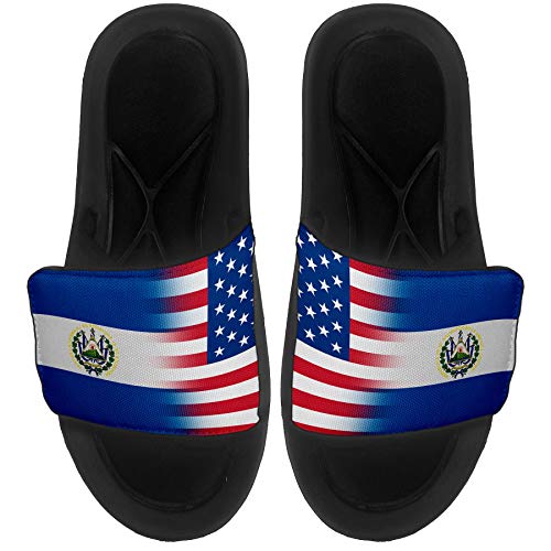 ExpressItBest Cushioned Slide-On Sandals/Slides for Men, Women and Youth - Flag of El Salvador (Salvadorian) - El Salvador Flag - X Large