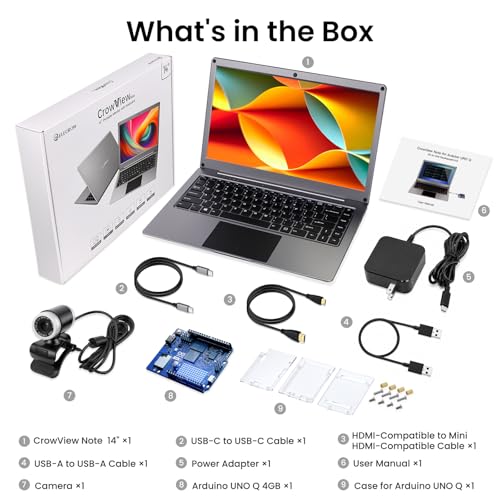 Image of ELECROW 14 Inch Portable Monitor with Keyboard, 1080P FHD IPS Lapdock for Arduino UNO Q with Camera Kit, External Computer Monitors Compatible with Raspberry Pi, Phone, Mini PC, Mac, Game Console