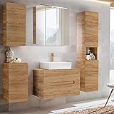 hängeschrank schlafzimmer 1x Waschtischunterschrank, 2 Softclose-Schubkästen, BxHxT 80x53x46cm inkl. 51cm Aufsatzbecken aus Keramik (B/H/T 51/14/40cm) mit Hahnloch