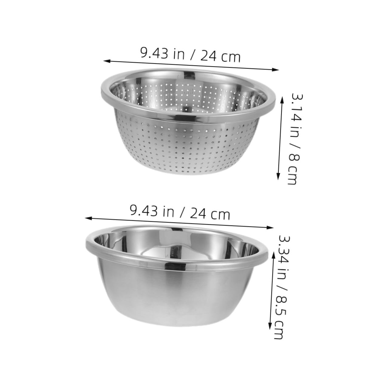 Hemobllo Set Scolapasta in Acciaio Inox a Doppio Strato Fori Fini e Rete Interna, Ciotola Multifunzione per Lavare Frutta e Verdura, Portatile per Cucina Indoor e Campeggio
