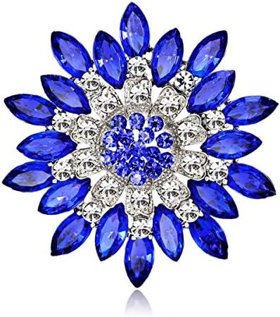 Wedding Brooches for Women, Silver Crystal Broaches Brooch Pins Wedding Brooches Bouquet Kit, Sapphire 2