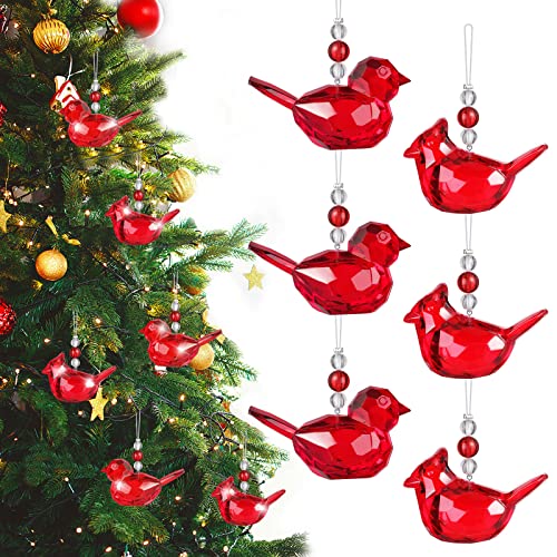 6ピース 鳥 赤 カーディナル 装飾 ハンギング カーディナル クリスマスオーナメント 装飾 カーディナル 置物 カーディナル 装飾 赤いオーナメント クリスマスツリーデコレーション用 2スタイルのサムネイル
