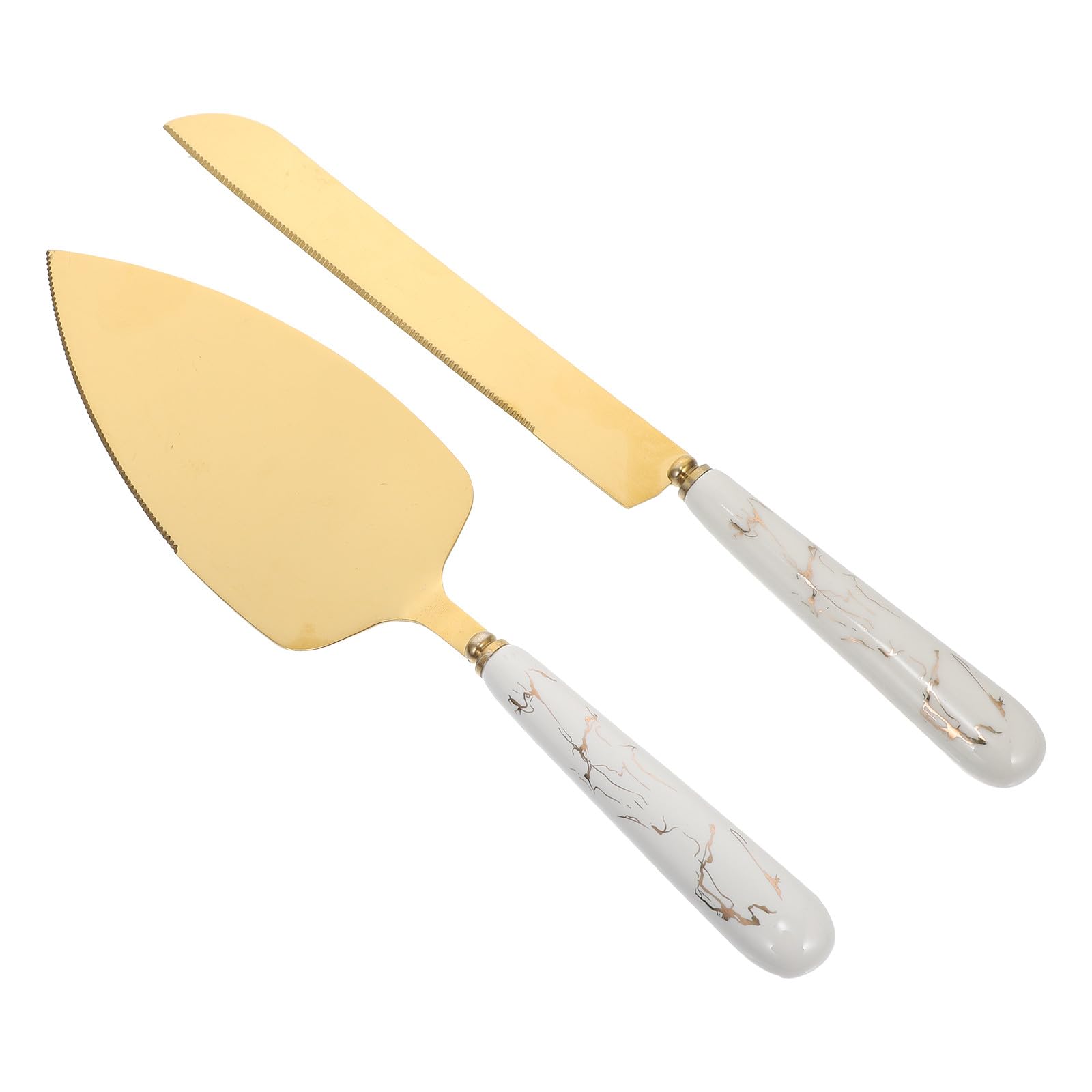 Set 2 Pezzi Pala per Torta in Acciaio Inox Impugnatura in Ceramica Antiscivolo Tagliapasta Triangolare e Spatola per Dolci Utensili da Cucina per Casa Ristorante e Pizzeria