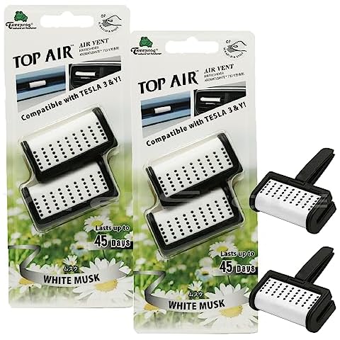 YirehStore Treefrog Top Air Vent Car Freshener 2-Packs, White Musk Scent fits for Tesla Model 3 & Y, Elegant, Last Long and Strong Odor Eliminator Cover