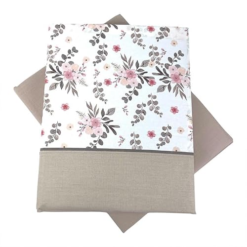 Rufino Díaz Juego Sábanas 3 Piezas Algodón 30 cm Flora - Taupe, 90 cm