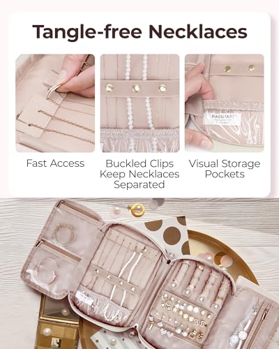 Image of BAGSMART Jewelry Organizer Case Large Travel Jewelry Storage Bag, Beige