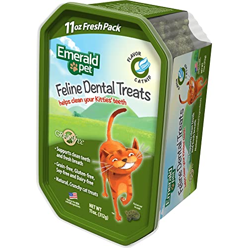 Feline Dental Treats — Tasty and Crunchy Cat Dental Treats Grain Free — Natural Dental Treats to Clean Cat Teeth, Freshen Cat Breath, and Reduce Plaque and Tartar Buildup — Catnip Treats, 11 oz