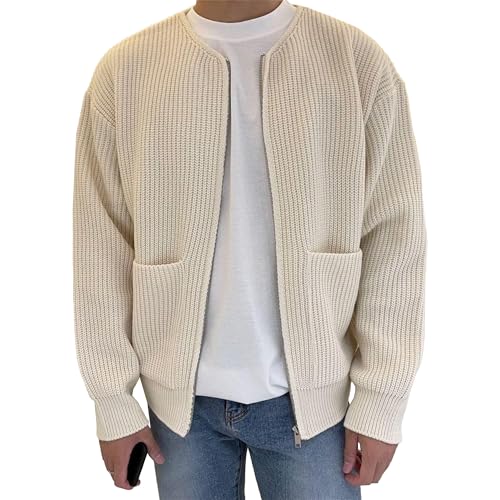 Mens Open Front Cardigan Sweaters Casual Long Sleeve Knitted Sweater with Pockets Loose Fit Knitwear Outerwear