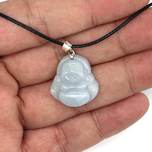 Pendentif en jadéite type A vert clair sculpté en Bouddha Budai