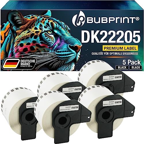 5 Rotoli Etichette Compatibili Brother DK-22205 - Bianco, 62 Mm X 30.48 M, Per P-Touch QL Series - Foto 7