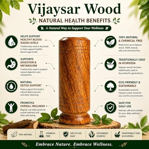 Image of KSP HOME Vijaysar Wooden Glass Tumbler Lab Certified 80 ml Capacity for Diabetes | Ayurvedic Sugar Care Glass with Bija Wood Herbal Cup for Sugar Balance