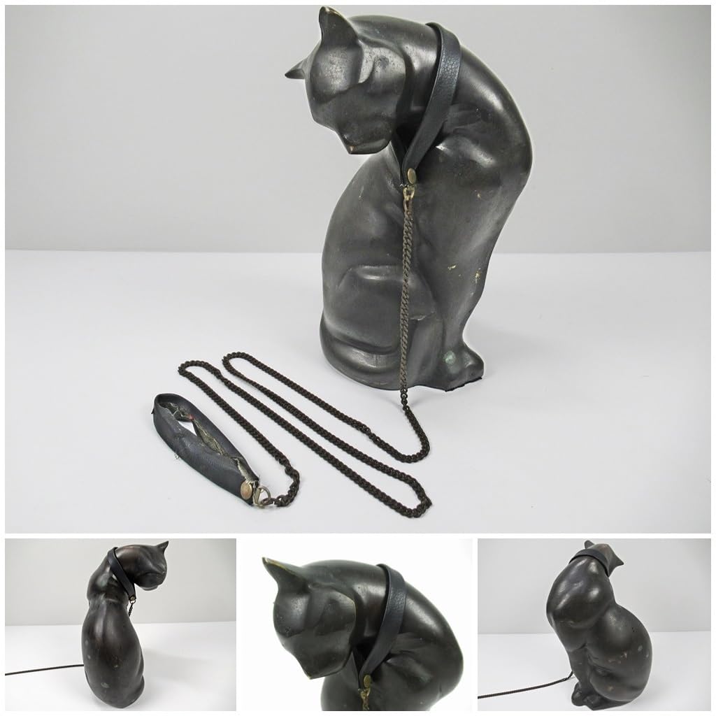 アンティーク 猫ブロンズ像 アールデコ