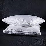 Damome Soft Down Pillows for Sleeping(2 Pack), King(20inx36in) - White Goose Down Feather Bed Pillow Inserts, 100% Cotton Cover, 233 Thread Count, Lightweight, Fluffy Sleeping Pillows for All Sleepers