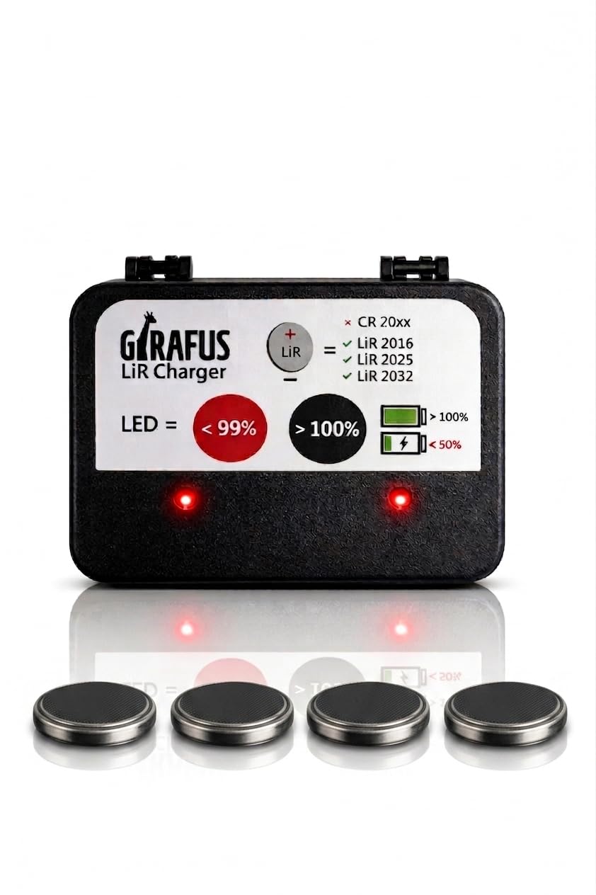 Chargeur Piles Rechargeable Piles Bouton CR2032 CR2025 CR2016 Rechargeable -> LIR 2032/2016 / 2025 – 4 Batteries LIR2032 3.7V INCLUSES - Universel: Convient pour Toute Prise USB