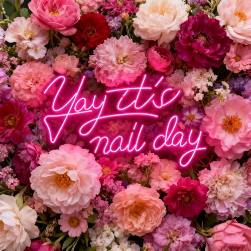 Image of Yay It's Nail Day Neon Sign for Wall Decor | Dimmable Neon Sign for Home Shop Spa Beauty Nails Cosmetic Salon Wall Decor,Nail Room Decor Acessory,USB Powered