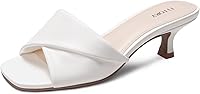 FITORY Women's Cross Band Kitten Heel Sandals - Comfortable 2" Square Open Toe Low Heel Dress Shoes Size 6-11