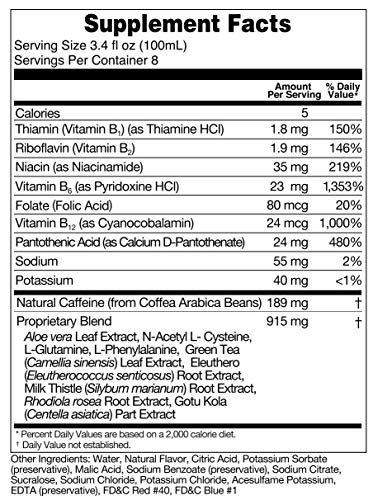 DrinkAde Boost (2pk 750ml Bottles) Hydration & Recovery Drink with Caffeine, Electrolytes, Vitamin B, Milk Thistle for Energy and Liver Detox, Only 5 Calories, No Sugar, Vegan, Non-GMO