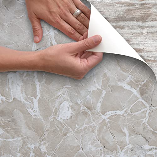 Image of Magic Cover Self-Adhesive Vinyl Shelf and Drawer Liner, 18 inch x 16', Marble Ivory