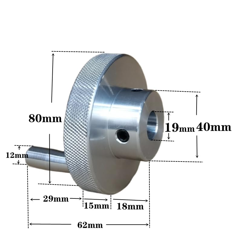 Cosyhat 1PC CNC Knurling Sliding Table Screw Rod Knob Crank 5/6/7/8/10/12mm Rotating Handle Embossed Stepper Motor Positioning Hand Wheel(80x19mm)