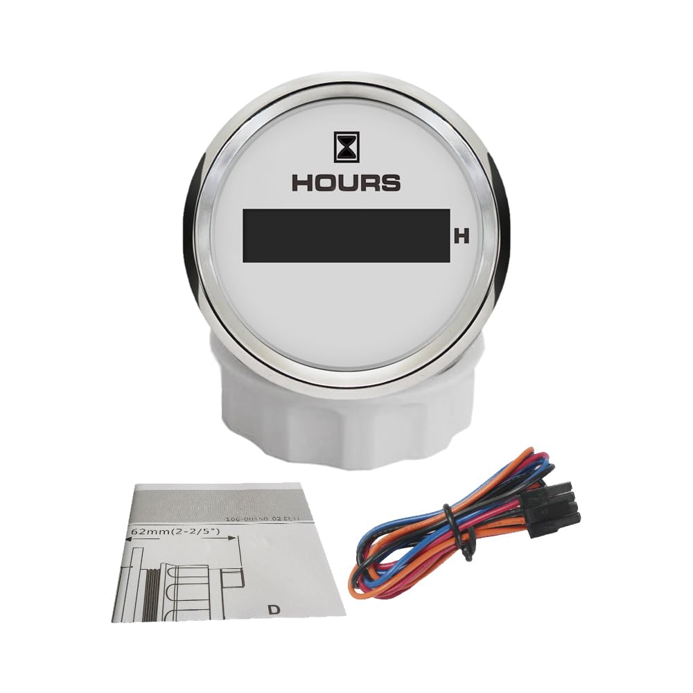ELING Compteur d'heures numérique 52 mm - Compteur d'heures de fonctionnement avec rétroéclairage 8 couleurs - 12 V 24 V - Pour voiture, moto, bateau