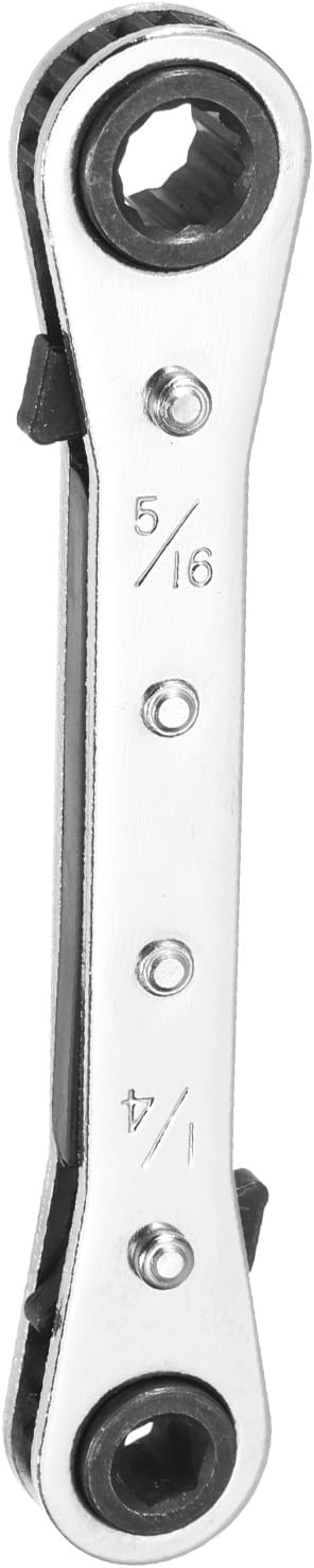 HARFINGTON 2pcs Double Box End Reversible Ratcheting Wrench 3/8" x 7/16" CR-V Steel 180 Degrees SAE Double Head 12-Point 24-Teeth Adjustable Ratchet Gear Socket Spanner, Silver Grey