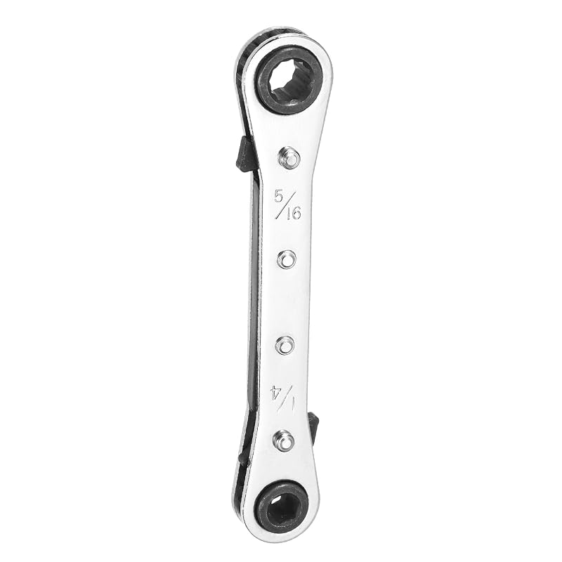 Chave Estrela Dupla com Catraca Reversível HARFINGTON 1/4 x 5/16 pol. em Aço Cromo-Vanádio, 12 Pontas, 24 Dentes, 180°