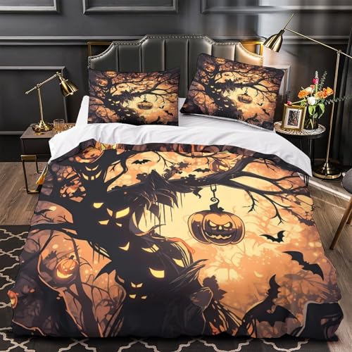 Housse de couette Halloween 3D rose double 200x200 microfibre résistante - 2